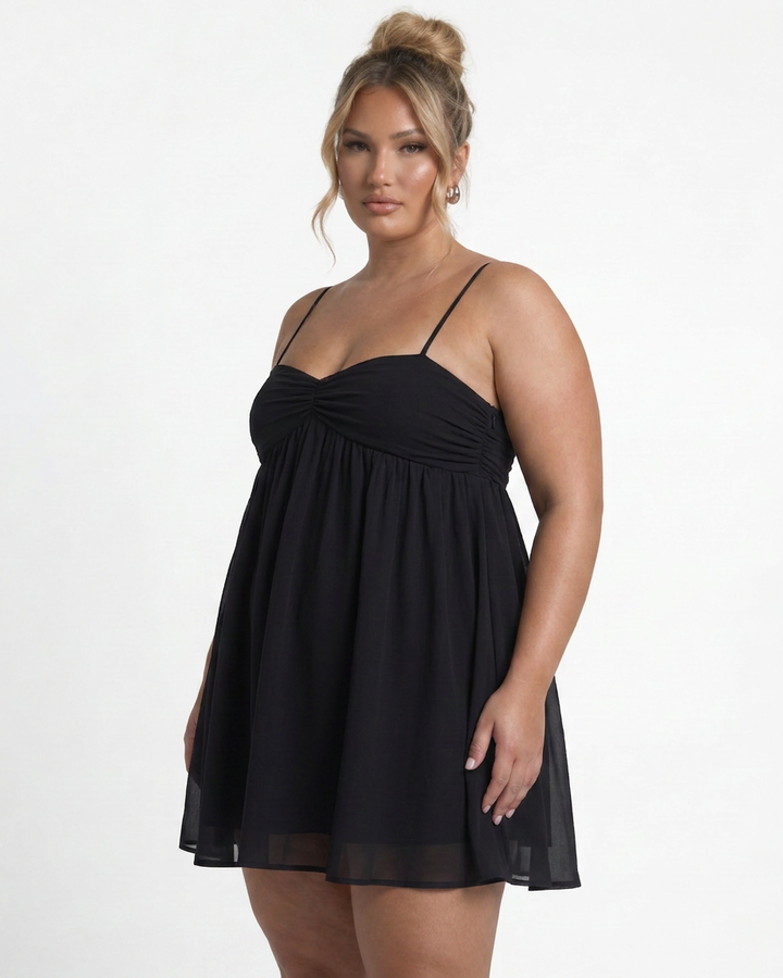 Yelena - Flowing Babydoll Mini Jurk