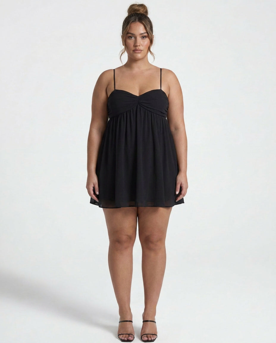 Yelena - Flowing Babydoll Mini Jurk