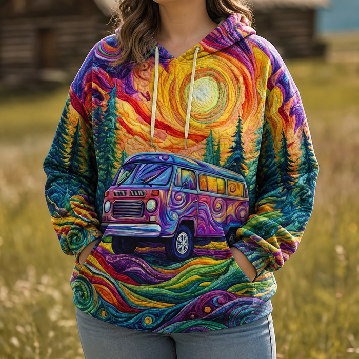 Dames Hoodie met Psychedelische Print en Kangoeroezak