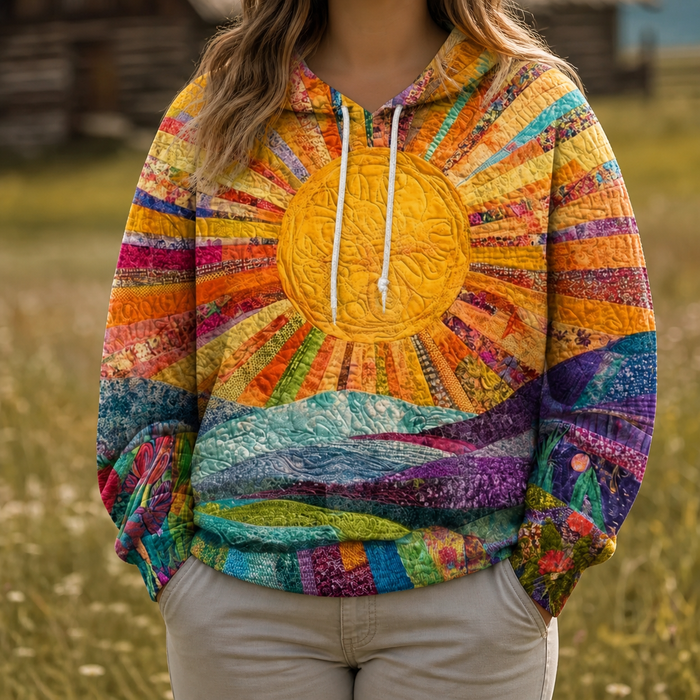 Dames Hoodie met Sunburst Print en Kangoeroezak
