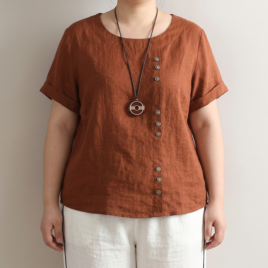Opaline ronde hals knoop T-shirt