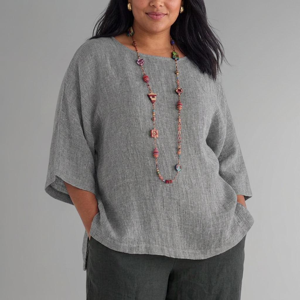Tova | T-shirt met ronde hals en 3/4 mouwen