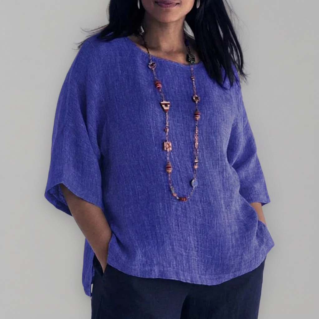 Tova | T-shirt met ronde hals en 3/4 mouwen