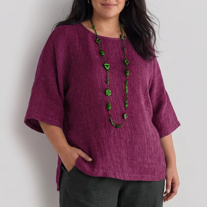 Tova | T-shirt met ronde hals en 3/4 mouwen