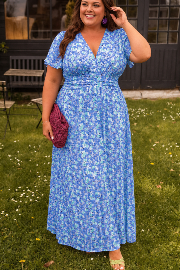 Natalie | Flatterende Gedrukte Maxi Jurk