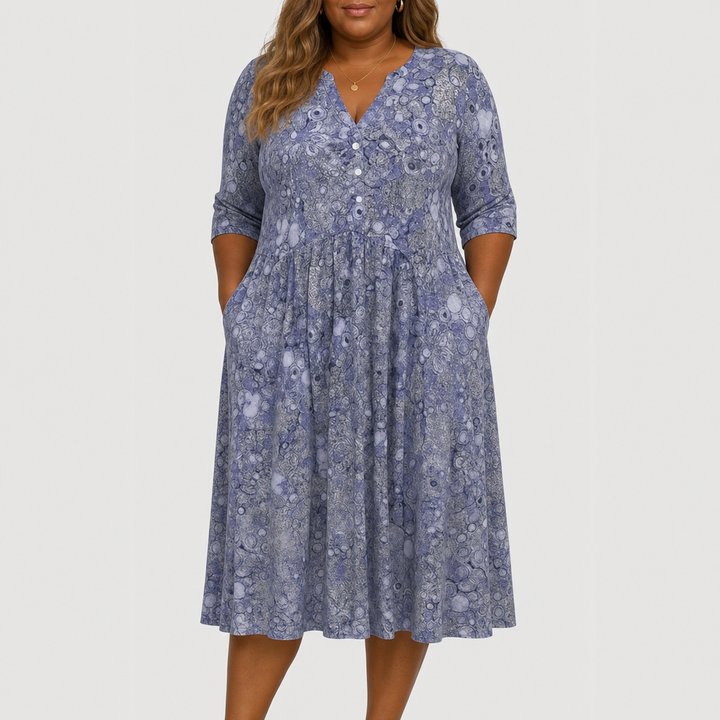 Evelyn | Gracieus Midi-jurk met Zakken