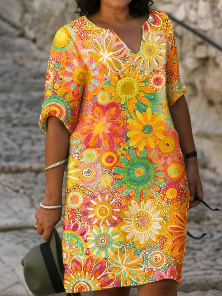 Della | Levendige Bloemen Midi Jurk