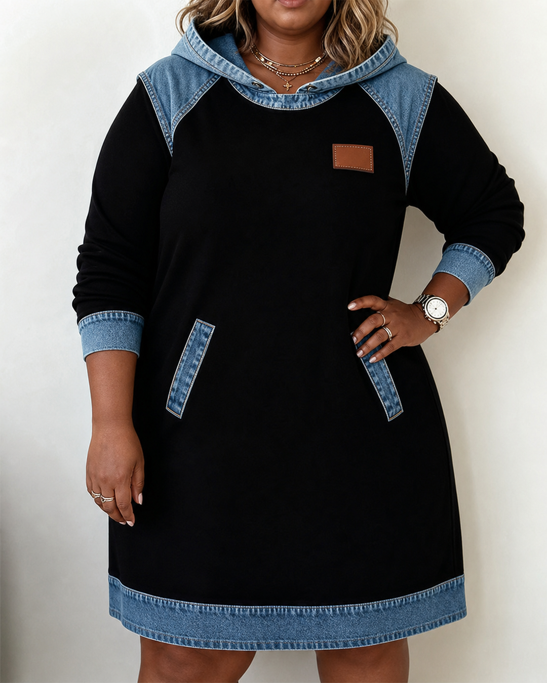 Alexa | Gezellige Contrast Hoodie Jurk