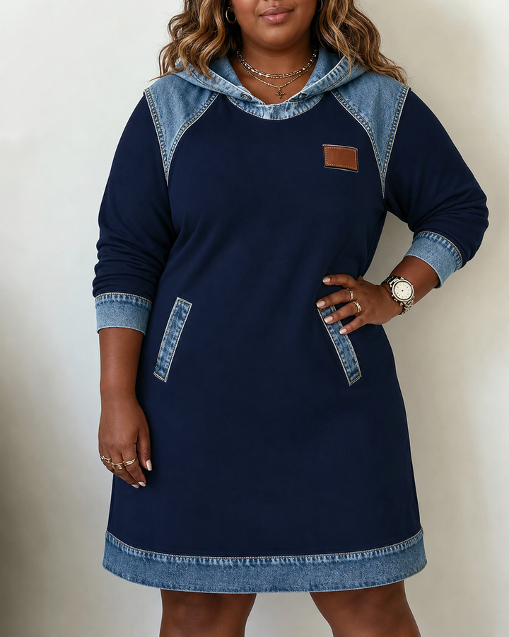 Alexa | Gezellige Contrast Hoodie Jurk