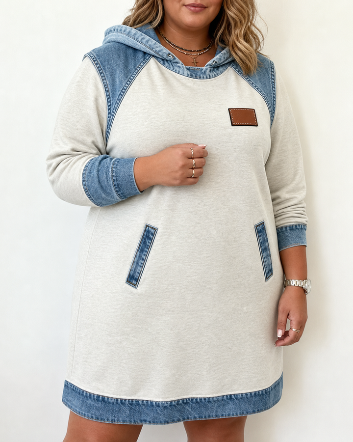 Alexa | Gezellige Contrast Hoodie Jurk