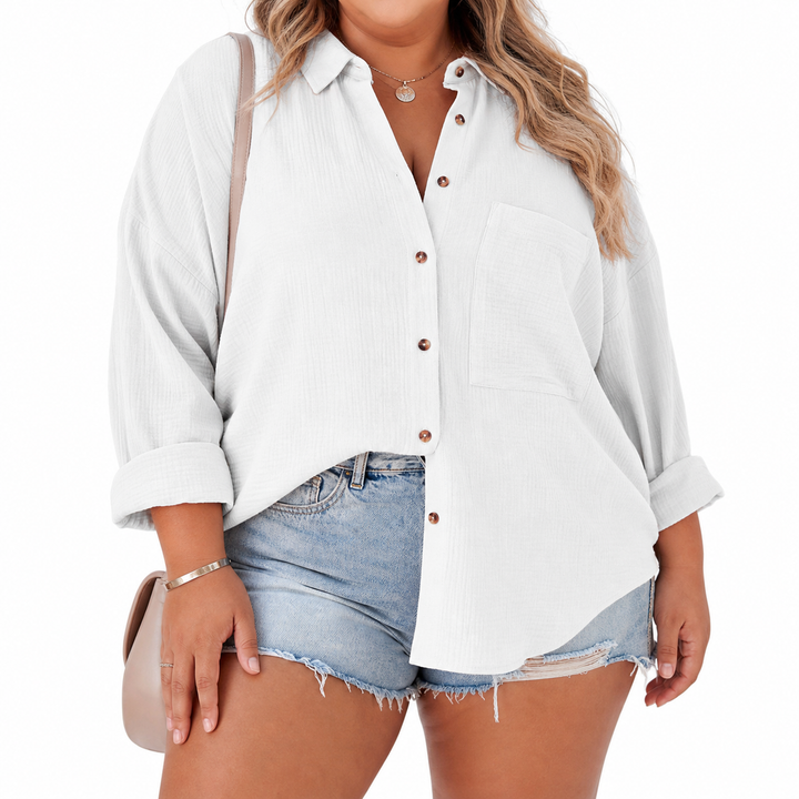 MADELYN | Casual Knop-down Blouse met Lange Mouwen