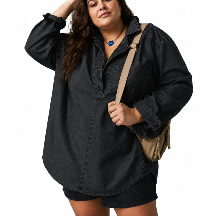 Emilia | Chic V-Hals Denim Tuniek Top