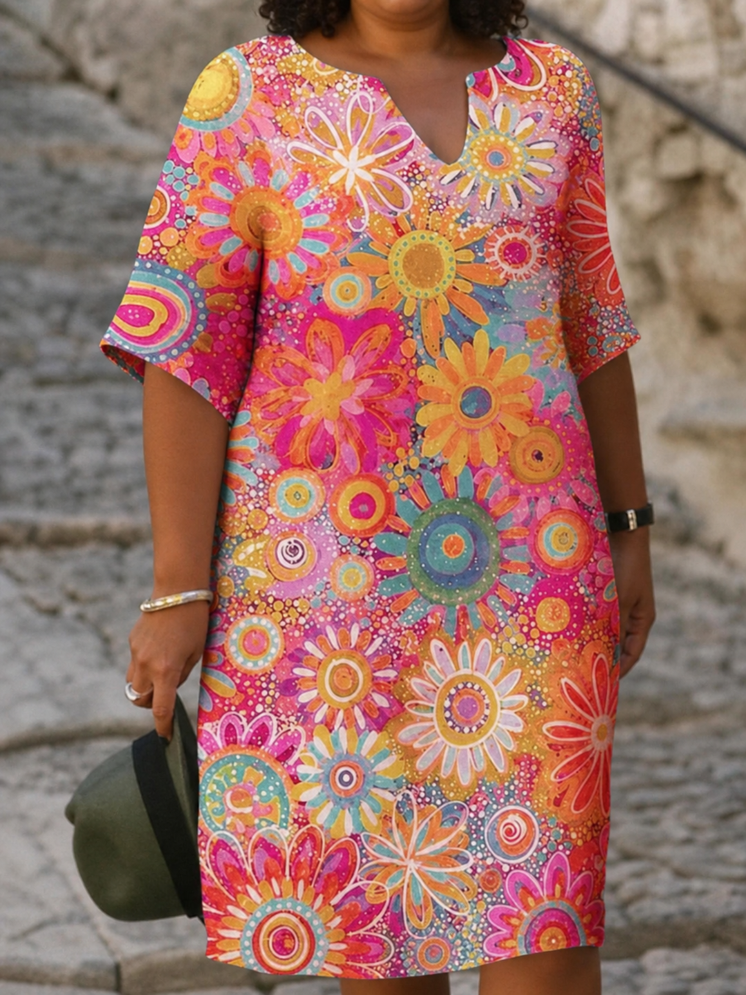 Della | Levendige Bloemen Midi Jurk