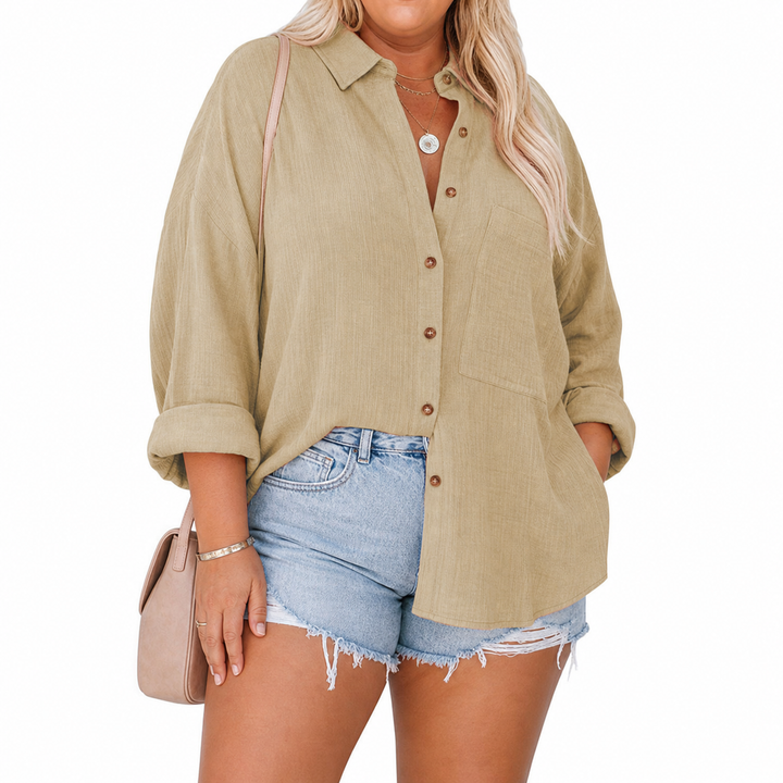 MADELYN | Casual Knop-down Blouse met Lange Mouwen