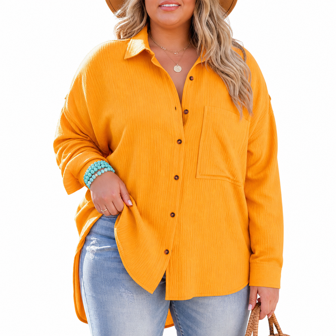 MADELYN | Casual Knop-down Blouse met Lange Mouwen