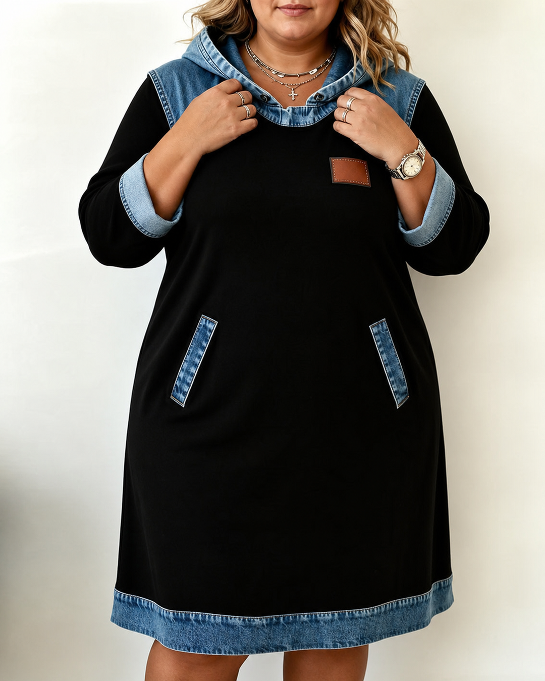 Alexa | Gezellige Contrast Hoodie Jurk