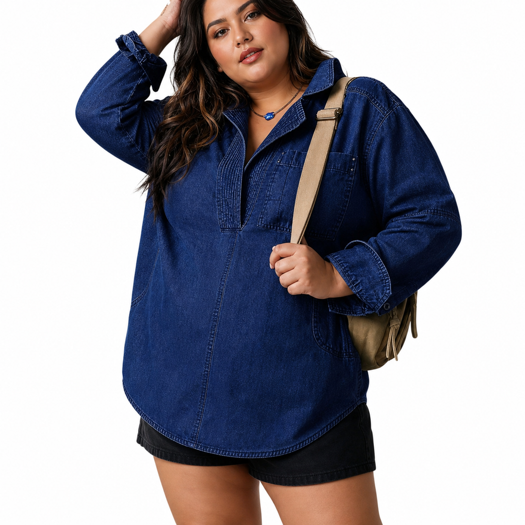 Emilia | Chic V-Hals Denim Tuniek Top