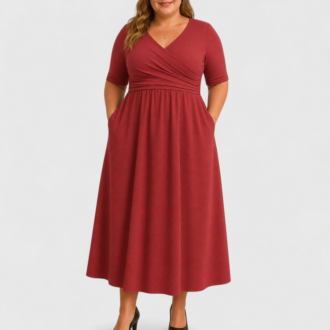 Eleanor | Elegante Midi-jurk met Zakken