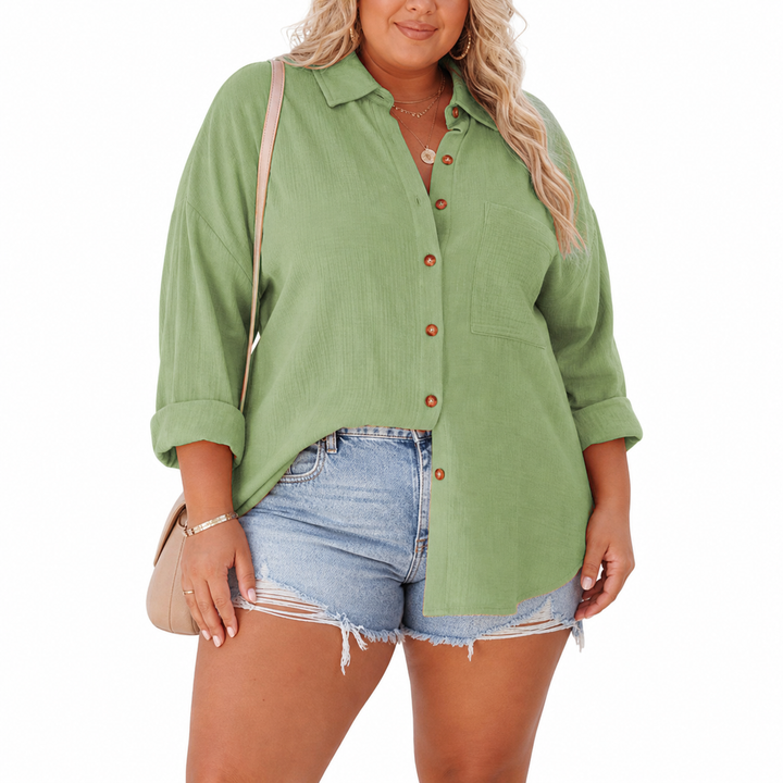 MADELYN | Casual Knop-down Blouse met Lange Mouwen