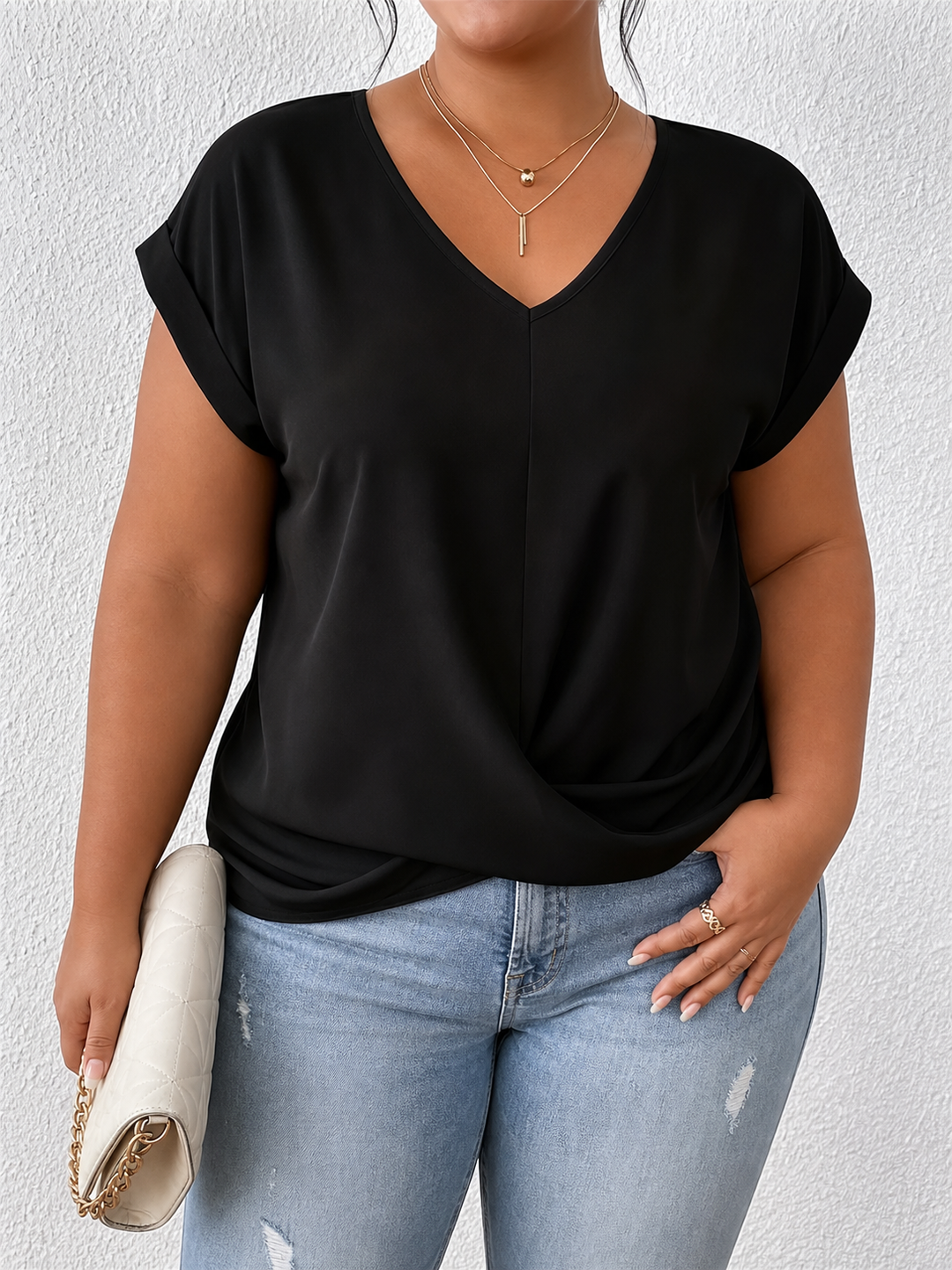 BELLA | Classic Twist Detail V-Hals Top