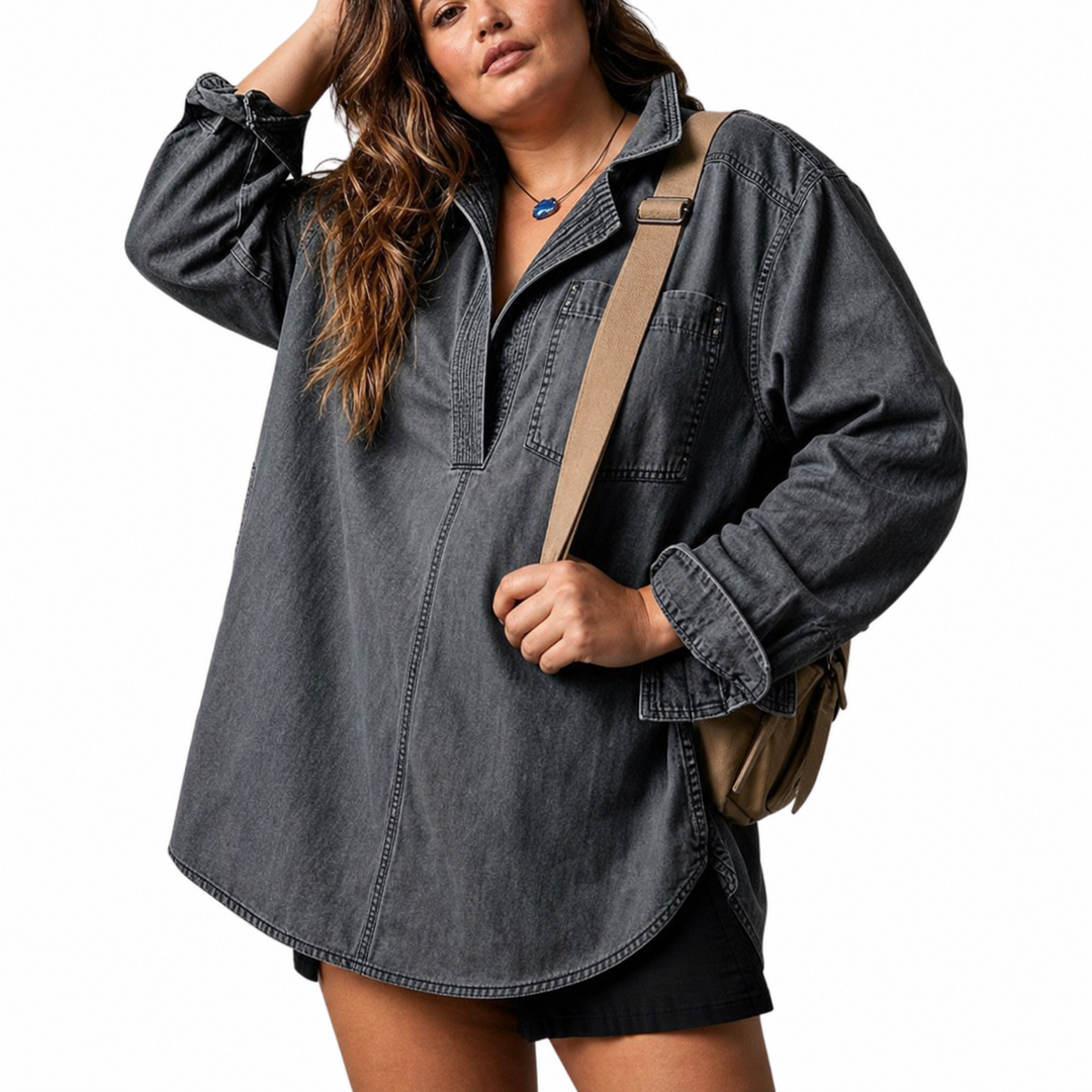 Emilia | Chic V-Hals Denim Tuniek Top