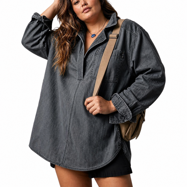 Emilia | Chic V-Hals Denim Tuniek Top