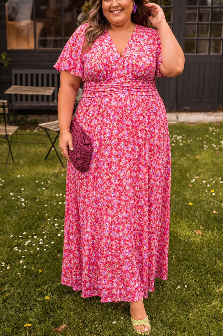 Natalie | Flatterende Gedrukte Maxi Jurk