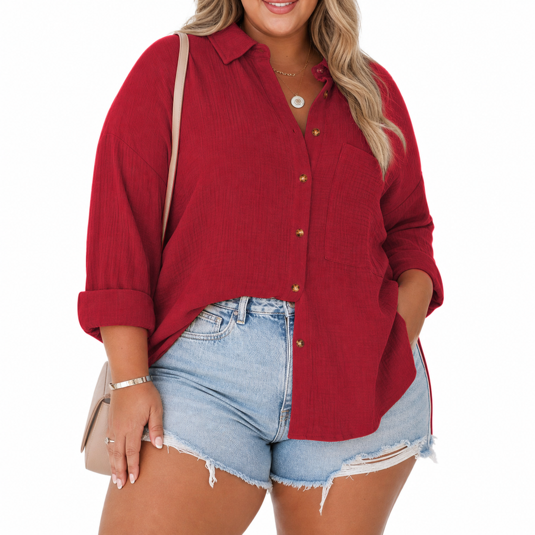 MADELYN | Casual Knop-down Blouse met Lange Mouwen