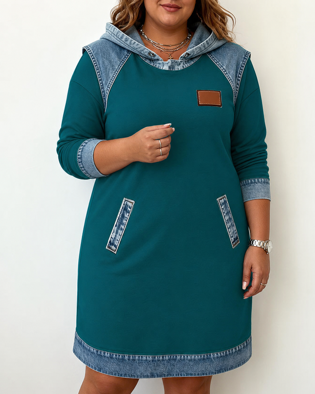 Alexa | Gezellige Contrast Hoodie Jurk