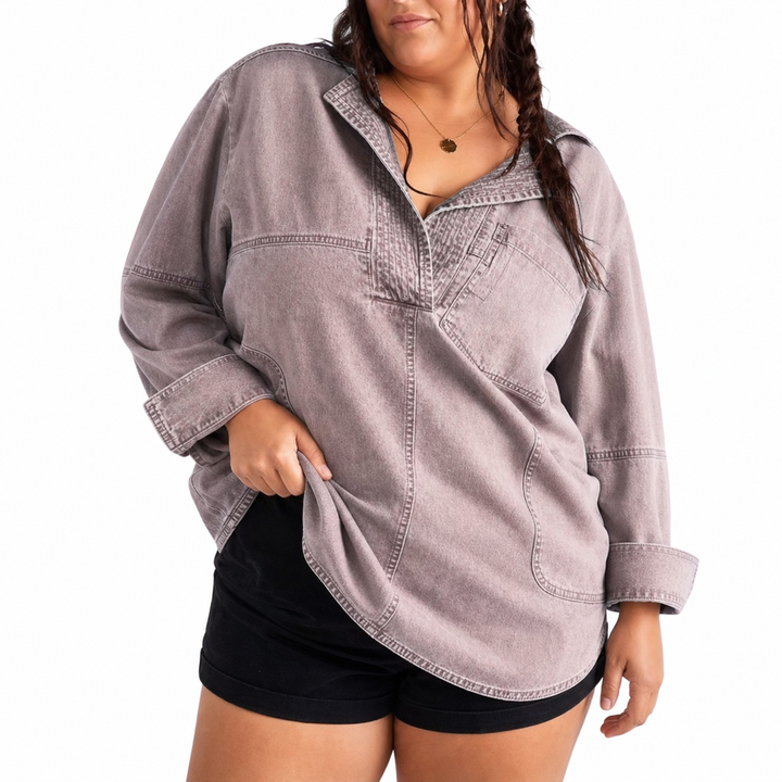 Emilia | Chic V-Hals Denim Tuniek Top