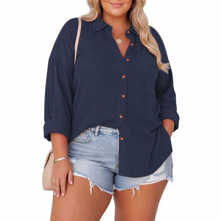MADELYN | Casual Knop-down Blouse met Lange Mouwen