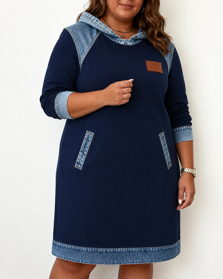Alexa | Gezellige Contrast Hoodie Jurk