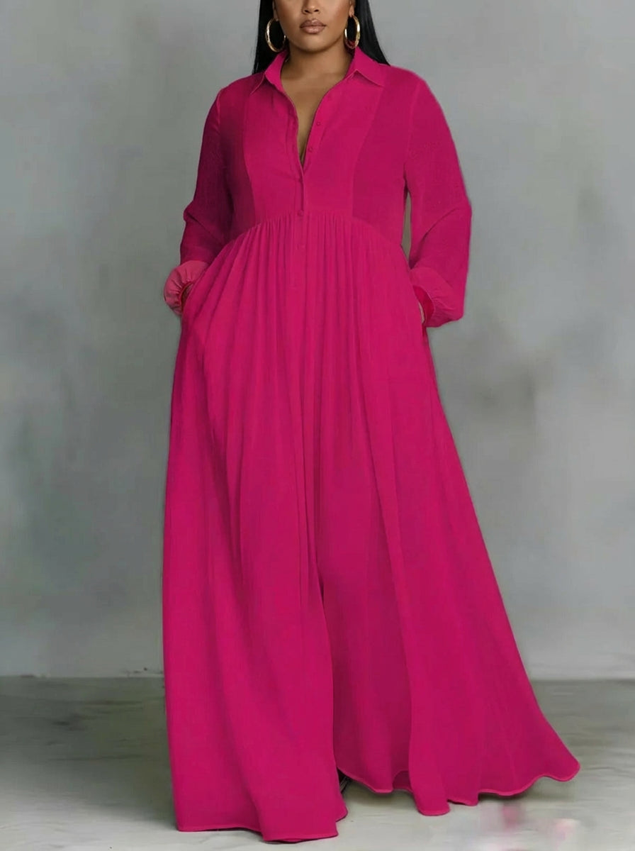 Ember | Vloeiende Knopen-Voorkant Maxi Jurk