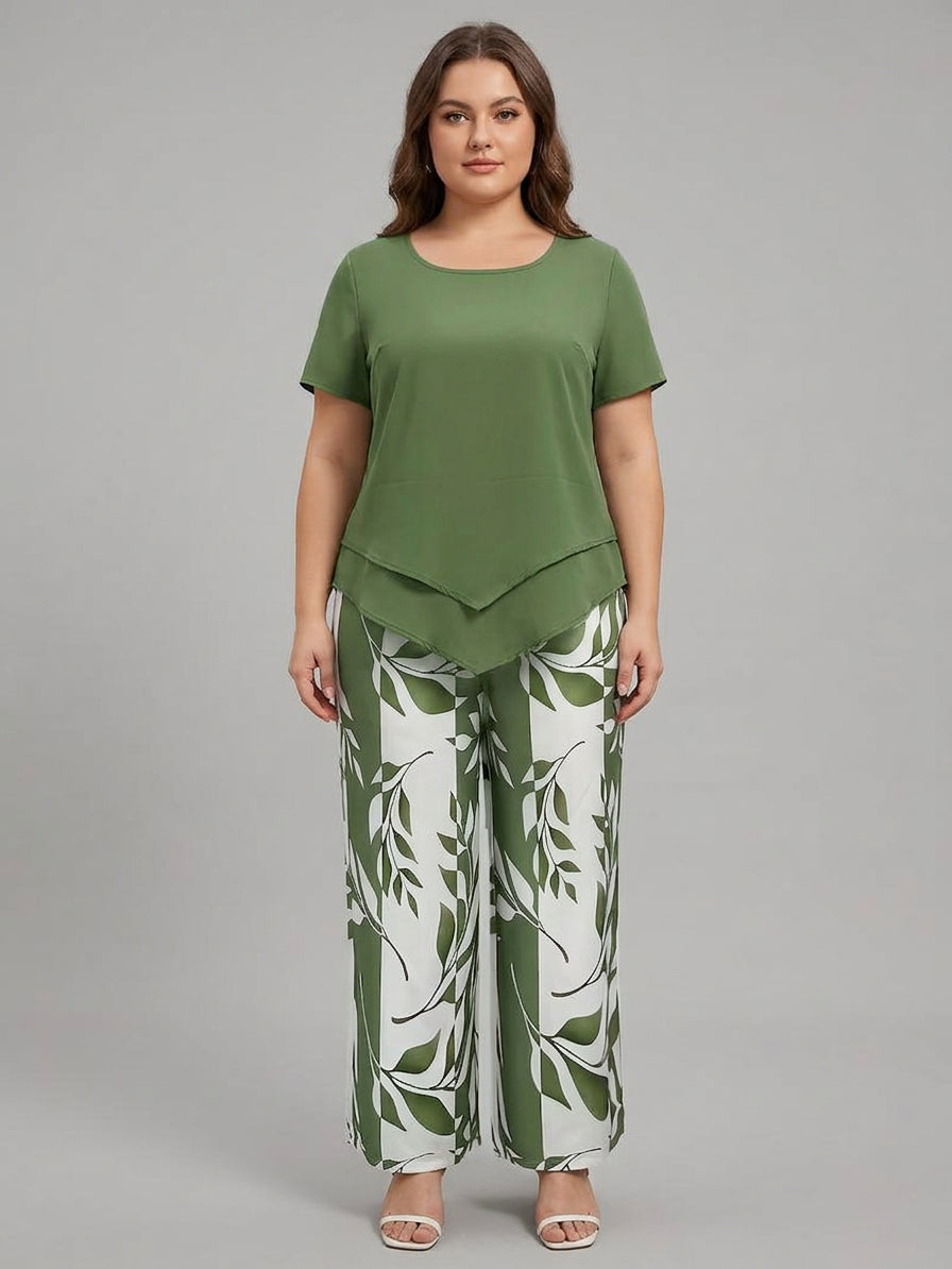 Cosima | Casual Bladprint Twee-delig Set