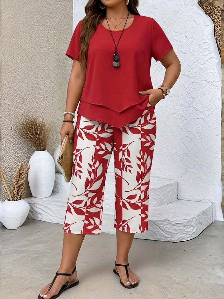 Cosima | Casual Bladprint Twee-delig Set