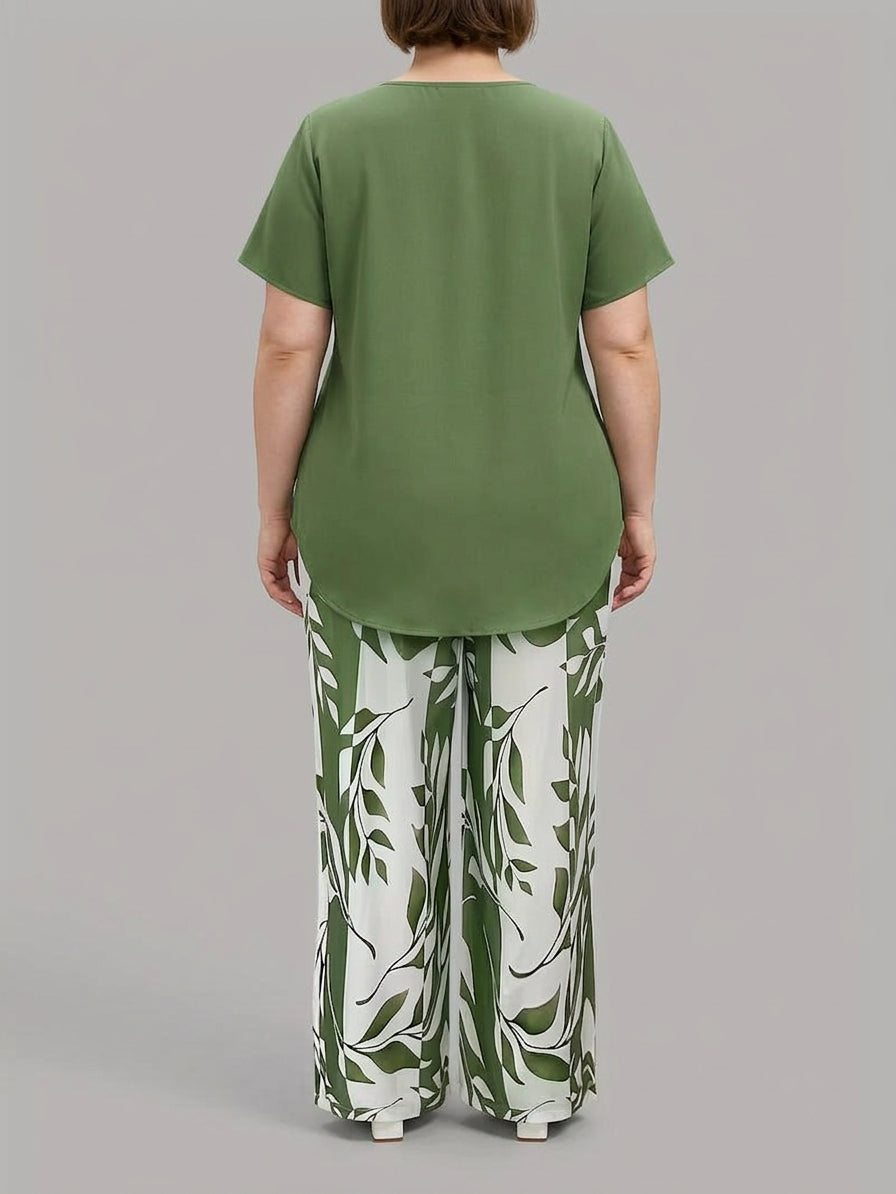 Cosima | Casual Bladprint Twee-delig Set