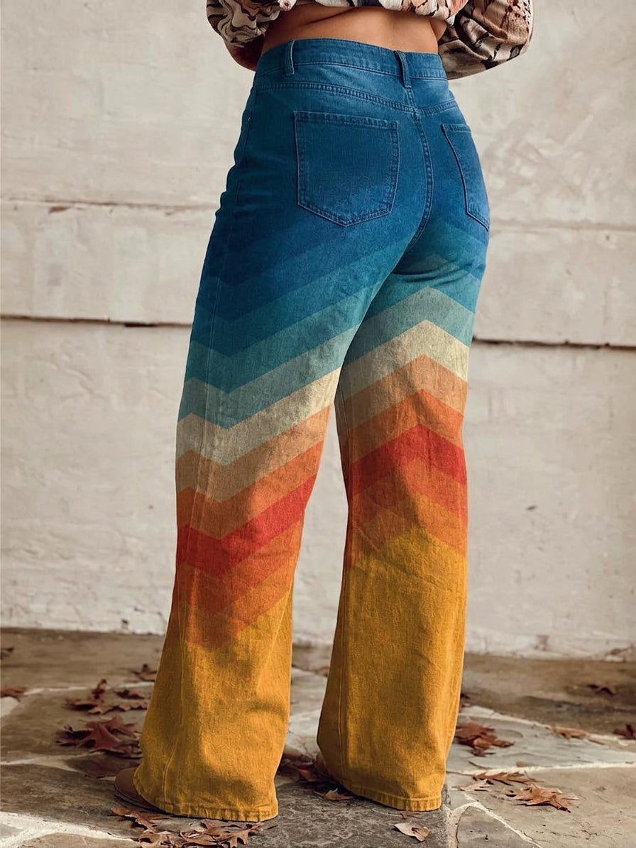Solene - Elegante Retro Zigzag Broek