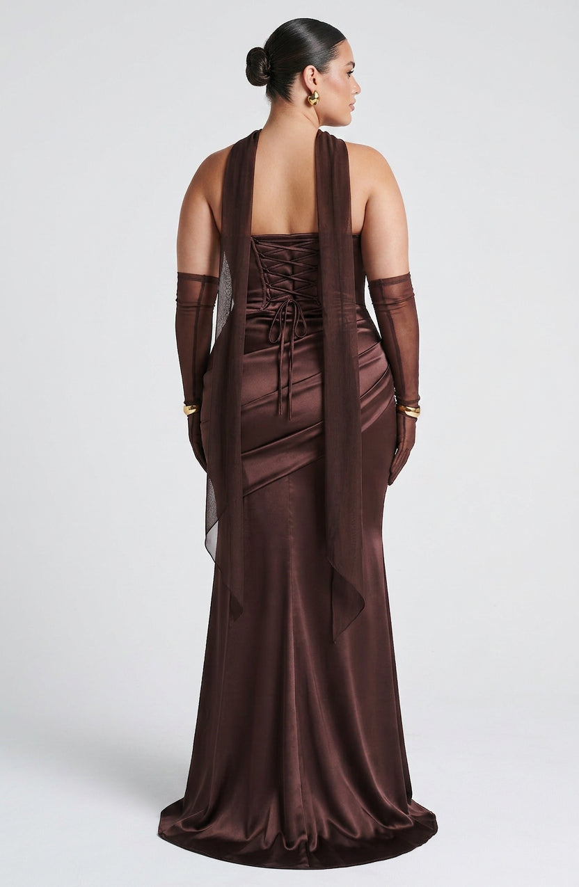 Frankie Maxi Jurk - Pruim Bruin