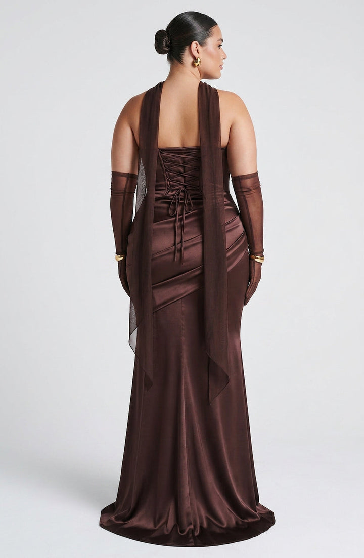 Frankie Maxi Jurk - Pruim Bruin
