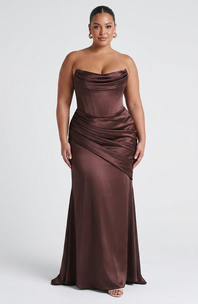 Frankie Maxi Jurk - Pruim Bruin