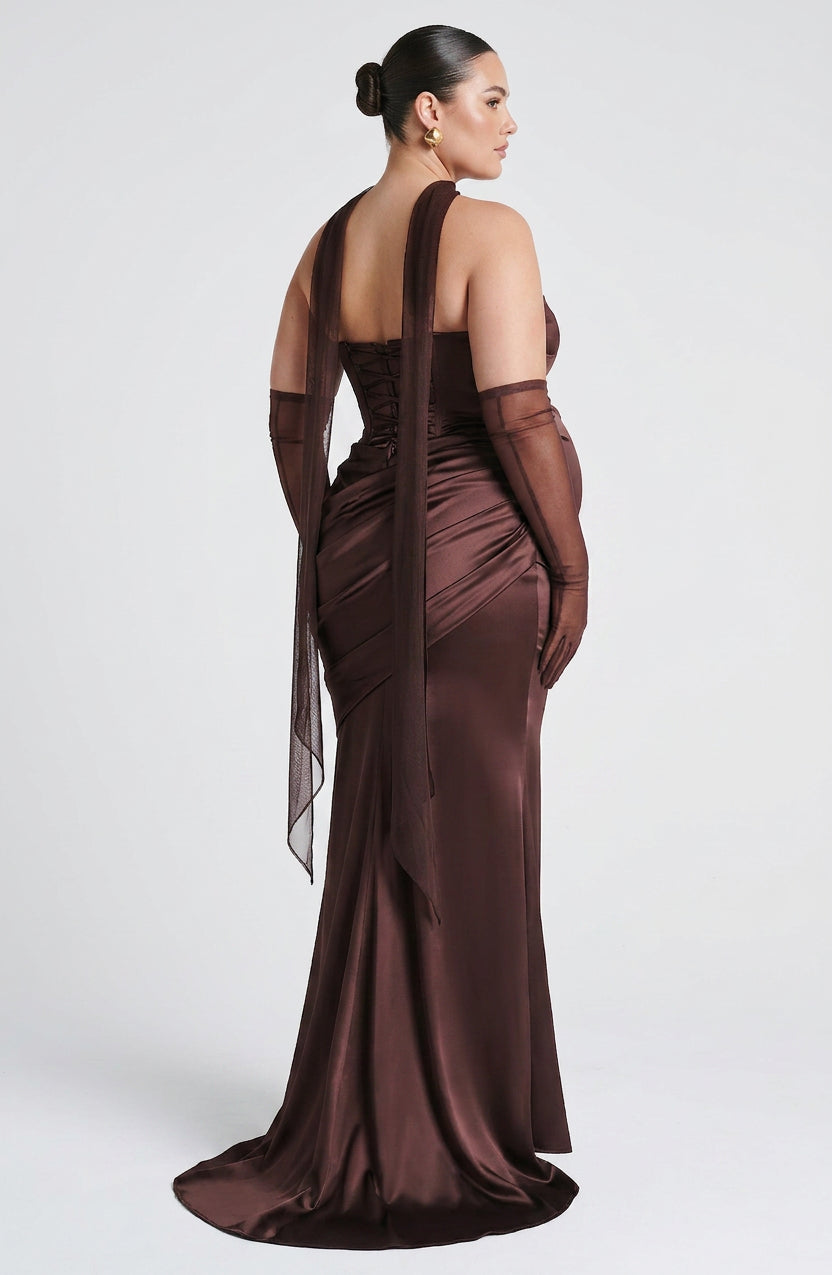 Frankie Maxi Jurk - Pruim Bruin