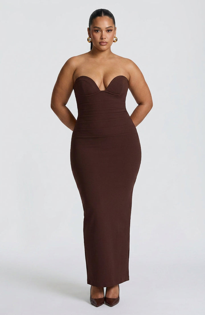 Loredana Maxi Jurk - Pruimenbruin