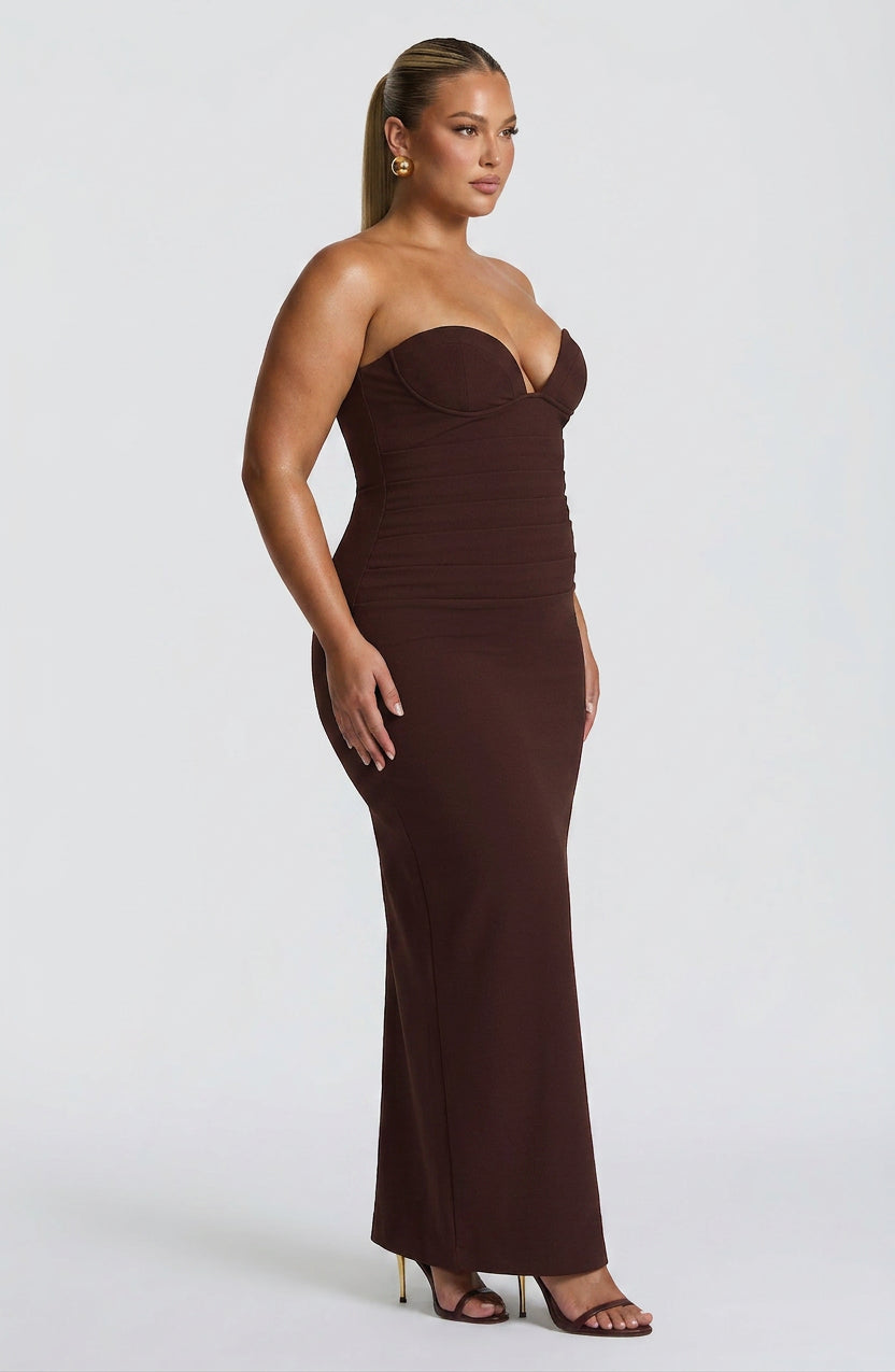 Loredana Maxi Jurk - Pruimenbruin
