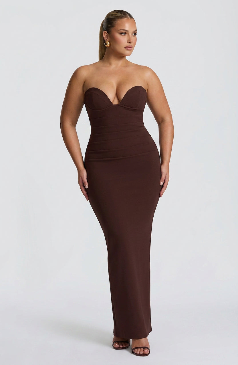 Loredana Maxi Jurk - Pruimenbruin