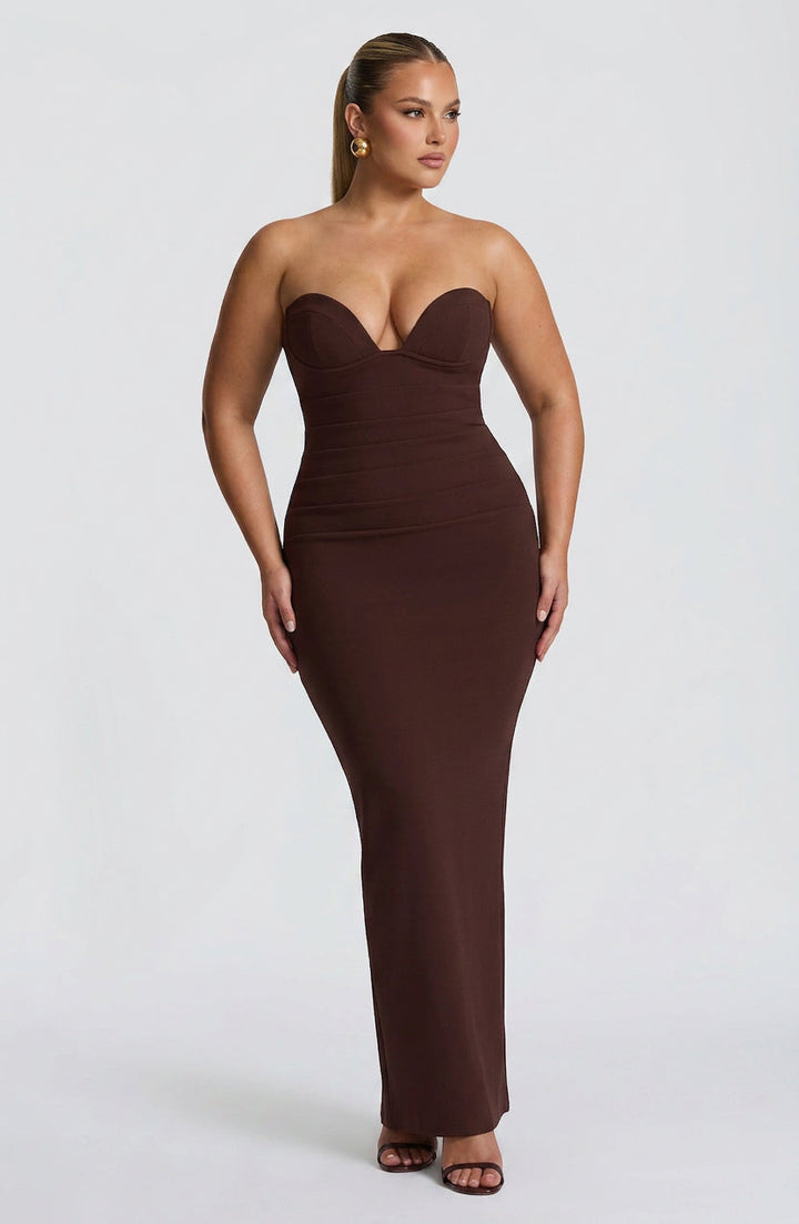 Loredana Maxi Jurk - Pruimenbruin