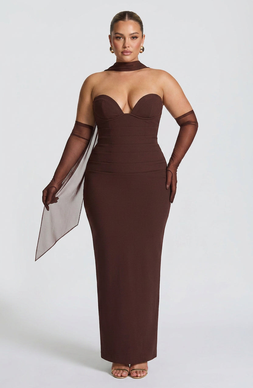 Loredana Maxi Jurk - Pruimenbruin