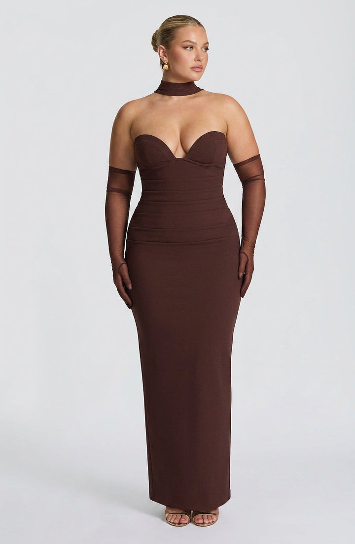 Loredana Maxi Jurk - Pruimenbruin