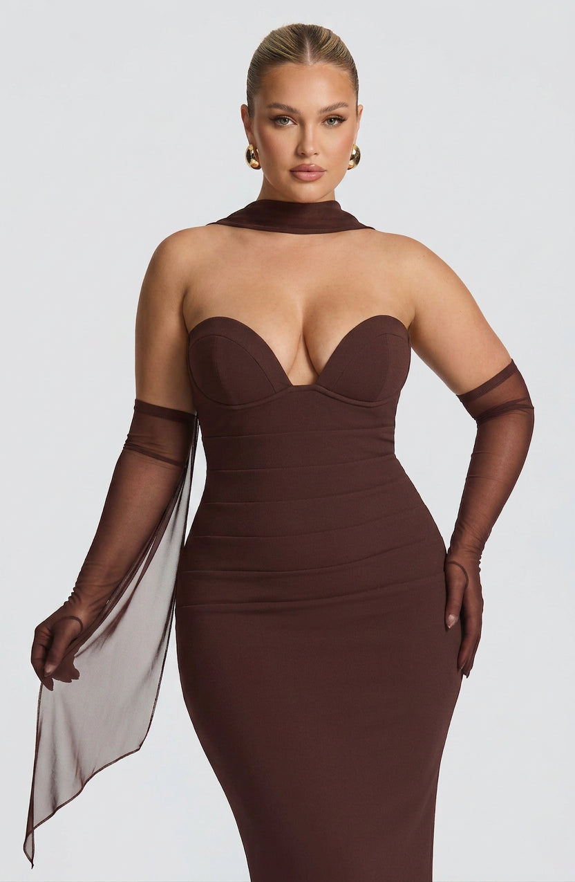 Loredana Maxi Jurk - Pruimenbruin
