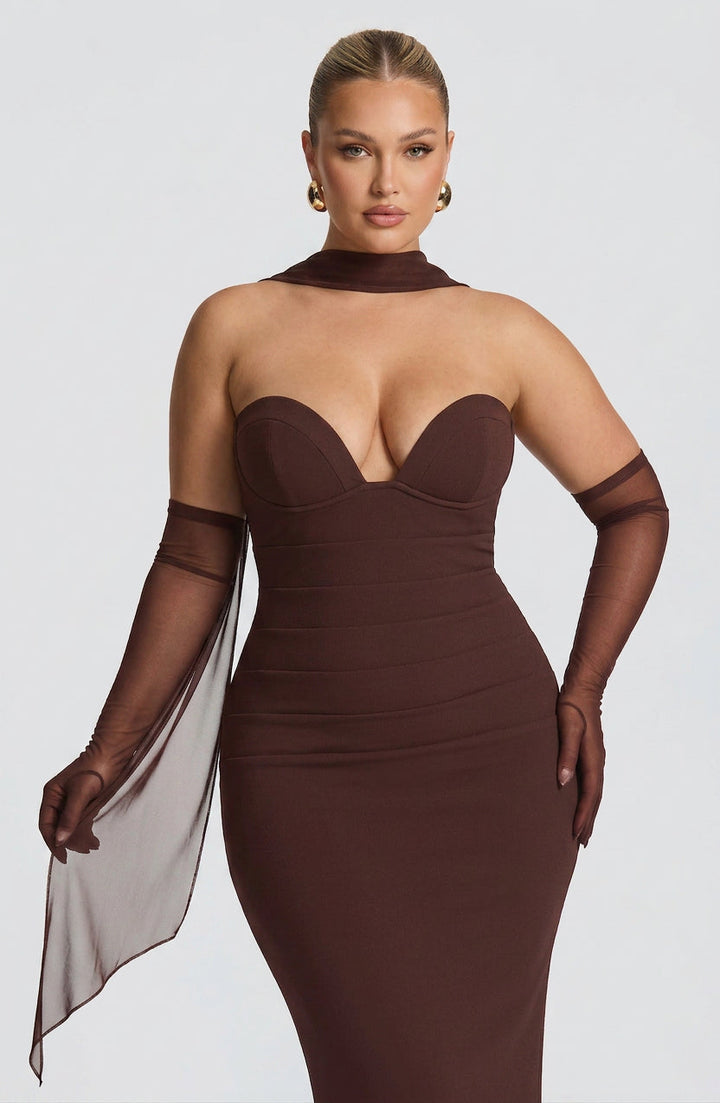 Loredana Maxi Jurk - Pruimenbruin