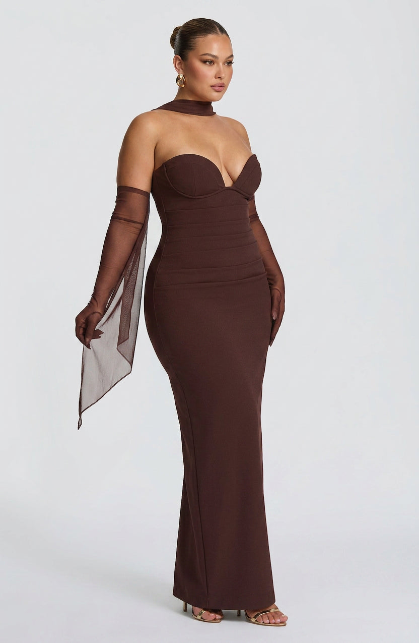 Loredana Maxi Jurk - Pruimenbruin